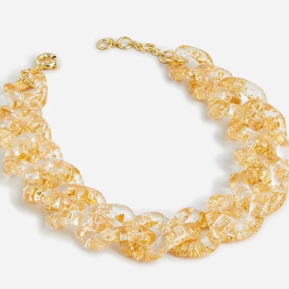 Luxurious J. Crew Chunky link necklace with gold flakes - Picture 1 of 13